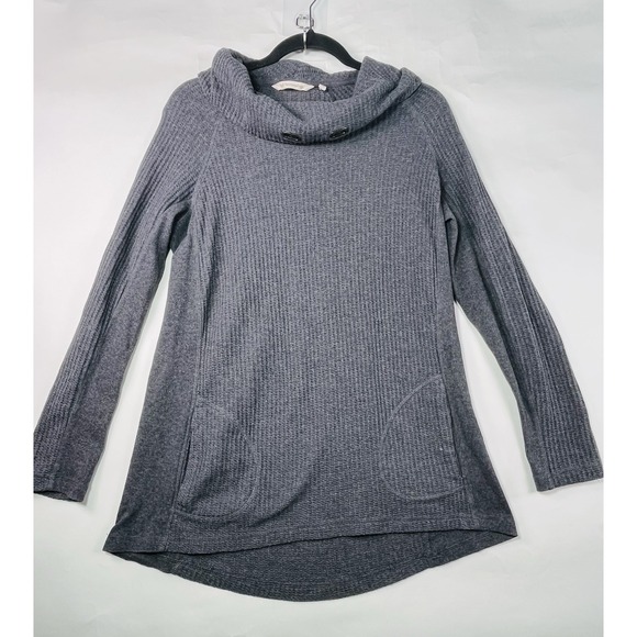 Soft Surroundings Sweaters - Soft Surroundings Cowl Neck Waffle Knit Sweater Top Women's Size M Gray READ‎